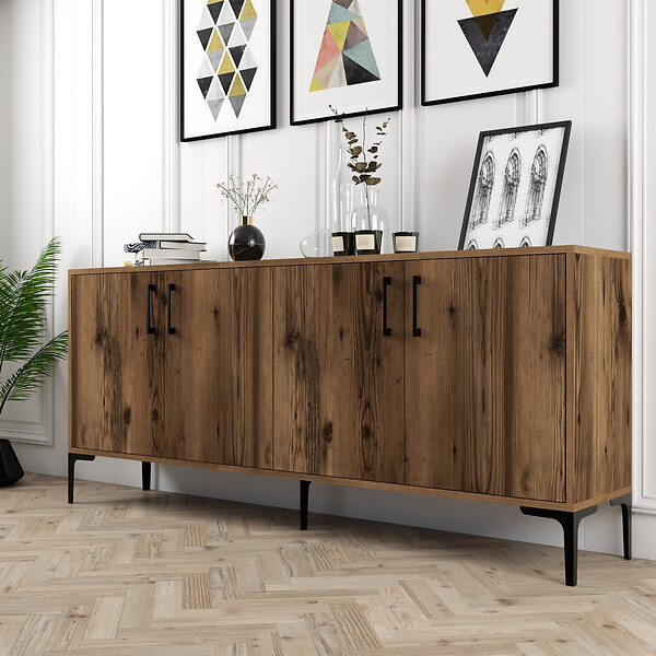 HABITAT ET JARDIN - Buffet en bois "Kiev" - 180 x 35 x 78 cm - Noyer - large