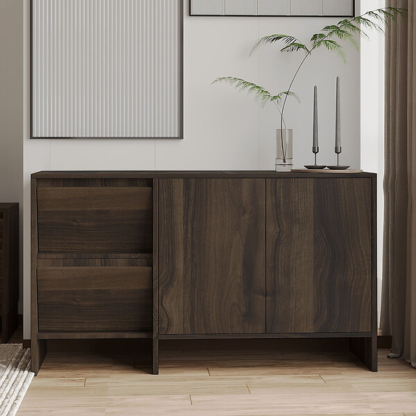 HABITAT ET JARDIN - Buffet en bois "Laris 130" - 130 x 44 x 82 cm - Marron - large