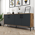 HABITAT ET JARDIN - Buffet en bois "Kiev" - 180 x 35 x 78 cm - Gris anthracite - vignette