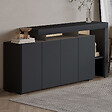 HABITAT ET JARDIN - Buffet en bois "Beliz" - 170 x 35 x 80 cm - Anthracite - vignette