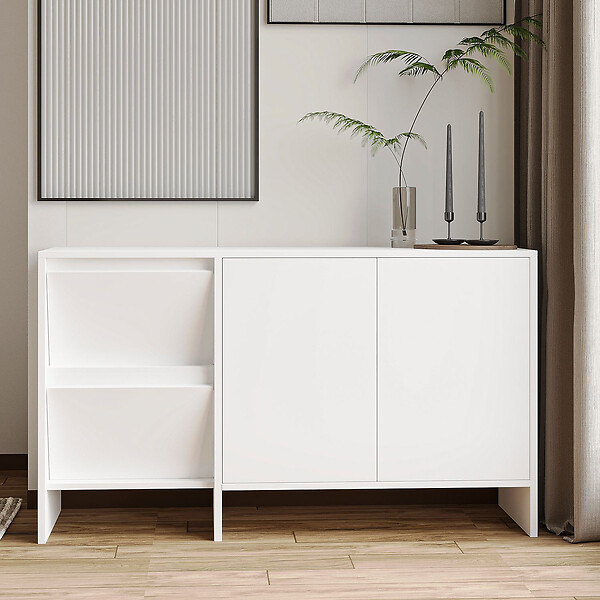 HABITAT ET JARDIN - Buffet en bois "Laris 130" - 130 x 44 x 82 cm - Blanc - large