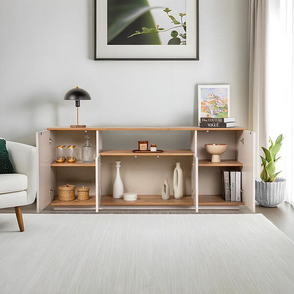 HABITAT ET JARDIN - Buffet en bois "Arista" - 180 x 44 x 75 cm - Beige - large
