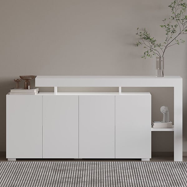 HABITAT ET JARDIN - Buffet en bois "Beliz" - 170 x 35 x 80 cm - Blanc - large