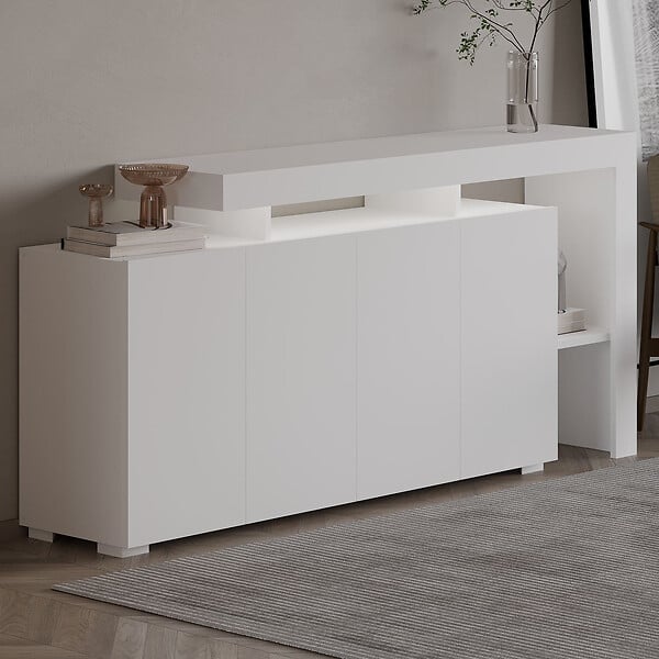 HABITAT ET JARDIN - Buffet en bois "Beliz" - 170 x 35 x 80 cm - Blanc - large
