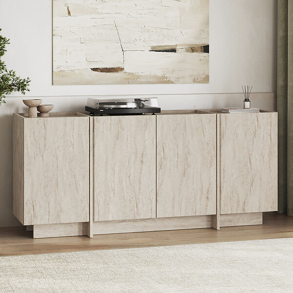 HABITAT ET JARDIN - Buffet en bois "Dorma" - 180 x 45 x 80 cm - Travertin - large