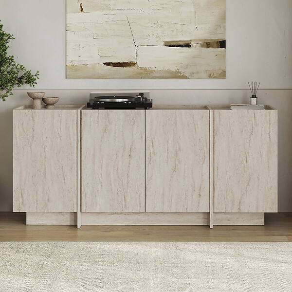 HABITAT ET JARDIN - Buffet en bois "Dorma" - 180 x 45 x 80 cm - Travertin - large