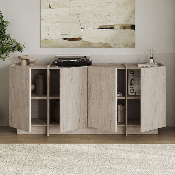 HABITAT ET JARDIN - Buffet en bois "Dorma" - 180 x 45 x 80 cm - Travertin - large