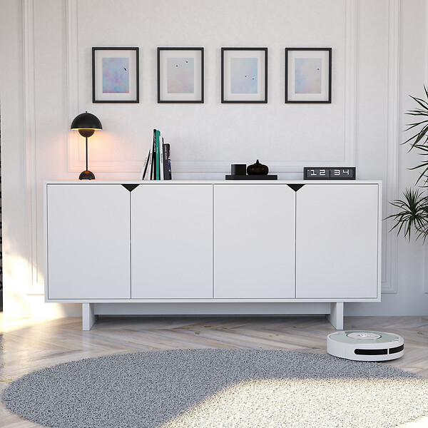 HABITAT ET JARDIN - Buffet en bois "Doruk" - 180 x 40 x 81 cm - Blanc - large