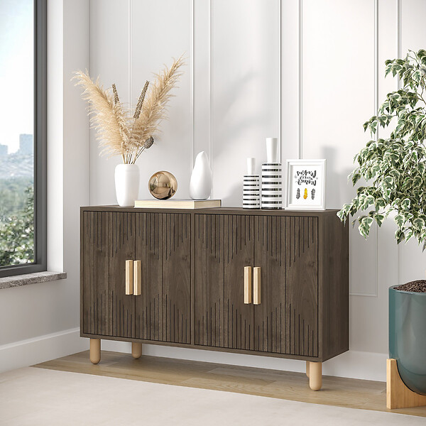 HABITAT ET JARDIN - Buffet en bois "Roger" - 120 x 30 x 74 cm - Marron - large