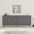 HABITAT ET JARDIN - Buffet en bois "Dune" - 183 x 35 x 77 cm - Anthracite - vignette