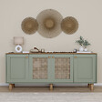 HABITAT ET JARDIN - Buffet en bois et cannage "Bohemian" - 180 x 40 x 75 cm - Vert - vignette