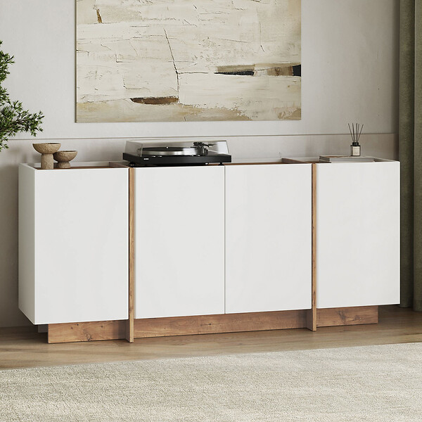 HABITAT ET JARDIN - Buffet en bois "Dorma" - 180 x 45 x 80 cm - Blanc / Pin Atlantique - large