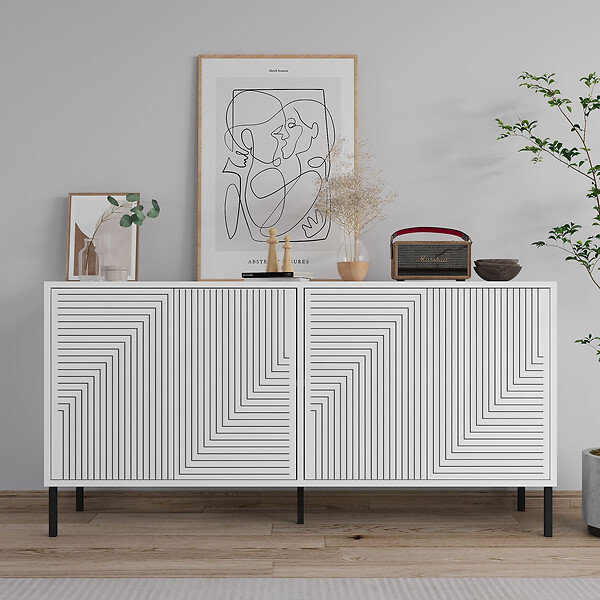 HABITAT ET JARDIN - Buffet en bois "Evolet" - 150 x 36 x 75 cm - Blanc - large