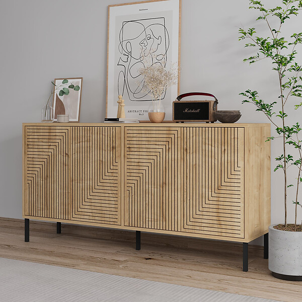 HABITAT ET JARDIN - Buffet en bois "Evolet" - 150 x 36 x 75 cm - Beige - large