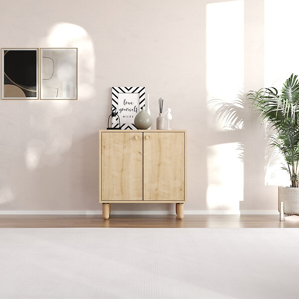 HABITAT ET JARDIN - Buffet en bois "Lina" - 72 x 36 x 73 cm - Beige - large