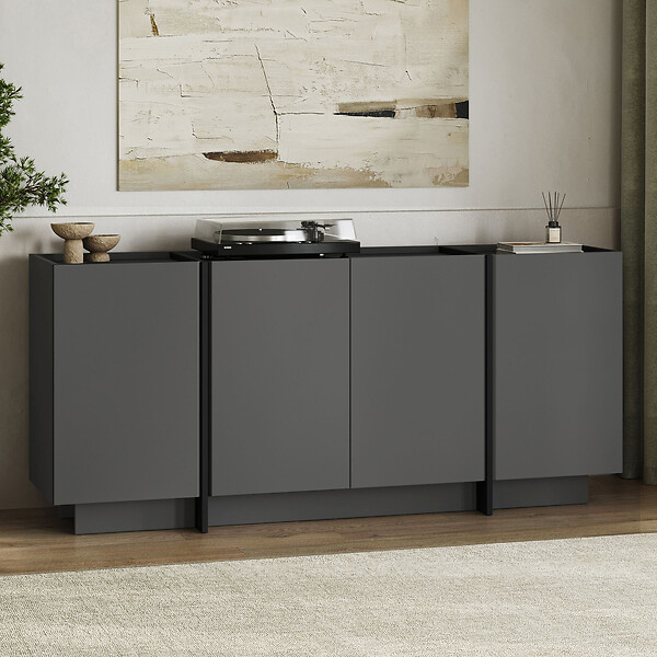 HABITAT ET JARDIN - Buffet en bois "Dorma" - 180 x 45 x 80 cm - Anthracite / Noir - large
