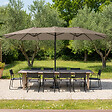 HAPPY GARDEN - Parasol double 2,7x4,6m LINAI taupe - vignette