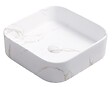 ONDEE - Vasque à poser carré LYS - Céramique Marbre blanc - Dim : 37 x 37 x 11 cm - vignette
