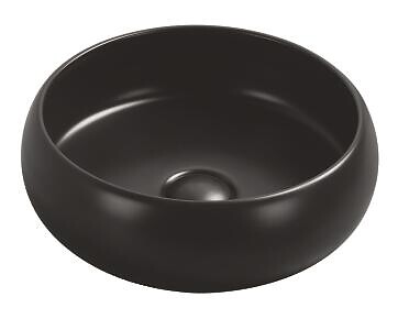 ONDEE - Vasque ronde à poser SORA - Céramique - Noir mat - Dim : Ø36 x h.12 cm - large