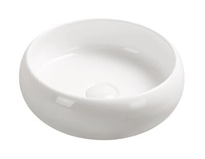 ONDEE - Vasque ronde à poser SORA - Céramique Blanche brillante - Dim : Ø36 x h.12 cm - large