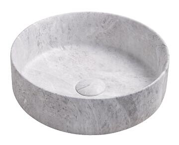 ONDEE - Vasque à poser ronde NAMI - Céramique Marbre gris - Dim : Ø34,6 x 11,4cm - large