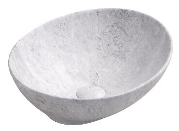 ONDEE - Vasque à poser HANA - Céramique - Finition : Marbre Gris - Dim : 40,5x33x14 cm - large