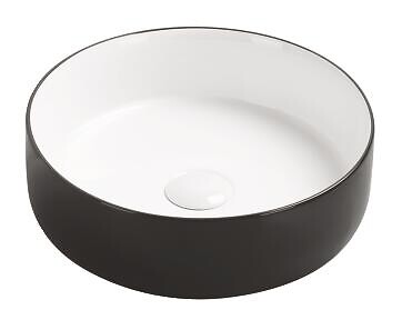 ONDEE - Vasque à poser ronde NAMI - Céramique Bicolor Blanc & Noir - Dim : Ø34,6 x 11,4cm - large