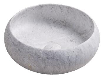 ONDEE - Vasque ronde à poser SORA - Céramique - Marbre gris - Dim : Ø36 x h.12 cm - large
