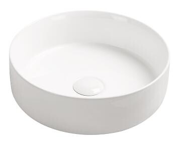 ONDEE - Vasque à poser ronde NAMI - Céramique blanche brillant - Dim : Ø34,6x11,4 cm - large