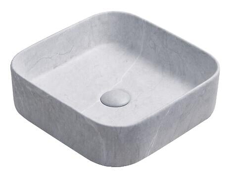 ONDEE - Vasque à poser carré LYS - Céramique - Finition béton - Dim : 37 x 37 x 11 cm - large