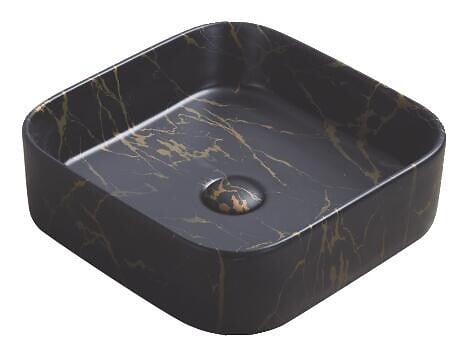 ONDEE - Vasque à poser carré LYS - Céramique Marbre noir - Dim : 37 x 37 x 11 cm - large