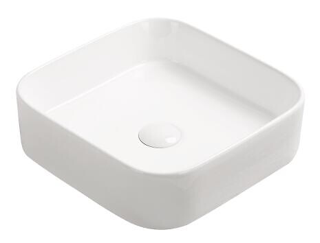 ONDEE - Vasque à poser carré LYS - Céramique blanche brillant - Dim : 37 x 37 x 11 cm - large