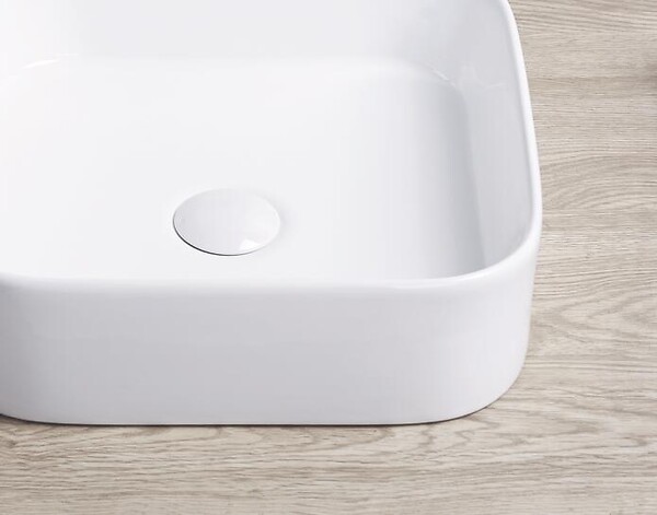 ONDEE - Vasque à poser carré LYS - Céramique blanche brillant - Dim : 37 x 37 x 11 cm - large