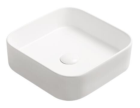 ONDEE - Vasque à poser carré LYS - Céramique blanche matte - Dim : 37 x 37 x 11 cm - large
