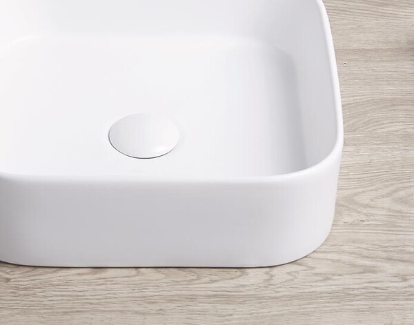 ONDEE - Vasque à poser carré LYS - Céramique blanche matte - Dim : 37 x 37 x 11 cm - large