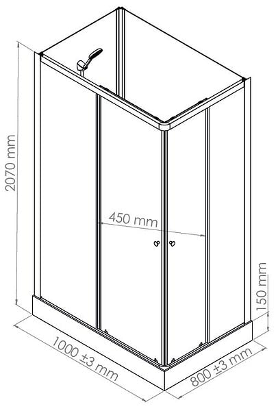 ONDEE - Cabine de douche CIMENT - Carreaux de ciment - Noir - 100x80cm - large