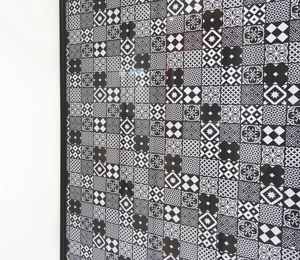 ONDEE - Cabine de douche CIMENT - Carreaux de ciment - Noir - 100x80cm - large