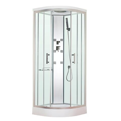 ONDEE - Cabine de douche hydromassante MERIDA - Porte coulissante - quart de cercle 80cm - large