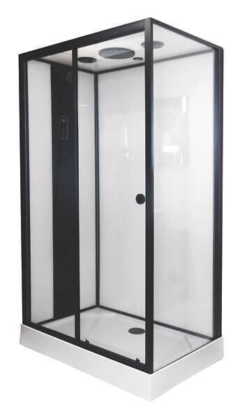 ONDEE - Cabine de douche hydromassante RADIO NOGEA - Sans silicone - Noir mat - 120x80cm - large