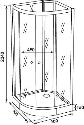 ONDEE - Cabine de douche hydromassante AMELIA - Porte Coulissante - Gris - 1/4 C - 90cm - large