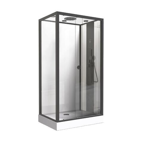 ONDEE - Cabine de douche hydromassante NOGEA SLIM - Sans silicone - Noir mat - 120x70cm - large