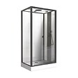 ONDEE - Cabine de douche hydromassante NOGEA SLIM - Sans silicone - Noir mat - 120x70cm - vignette
