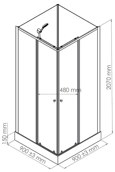 ONDEE - Cabine de douche CIMENT - Carreaux de ciment - Noir - 90x90cm - large