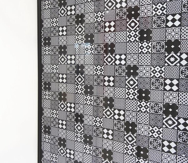 ONDEE - Cabine de douche CIMENT - Carreaux de ciment - Noir - 90x90cm - large