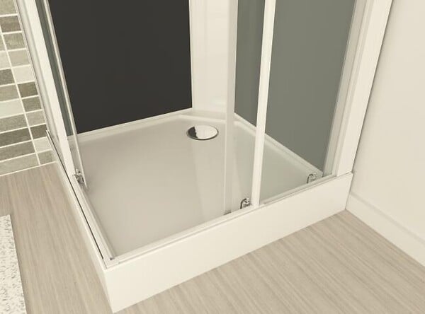 ONDEE - Cabine de douche MELIA - Sans silicone - 80x80cm - Profilés aluminium - Blanc - En kit - large