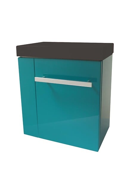 ONDEE - Meuble LAVE MAIN SEYMOUR Lagon avec plan vasque noir - large