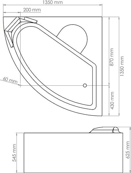 ONDEE - Kit Baignoire d'angle 135 cm et tablier motif vague - ABS et acryl 3mm - blanc - large
