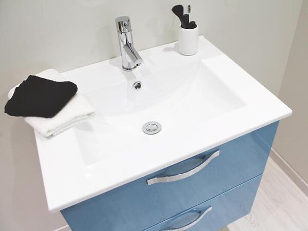 ONDEE - 2 Façades de tiroir MIXY - pour meuble de salle de bain - 80cm - Bleu - Laqué - large