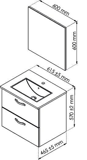 ONDEE - 2 Façades de tiroir MIXY - pour meuble de salle de bain - 60cm - Blanc - Laqué - large