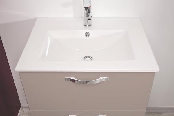 ONDEE - 2 Façades de tiroir MIXY - pour meuble de salle de bain - 80cm - Sable - Laqué - large